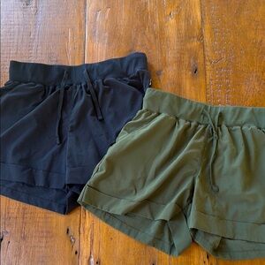 Zella Athletic Shorts Black and Green Lightweight
